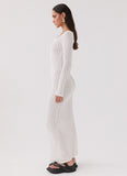 Crystal Cascade Knit Maxi Dress White