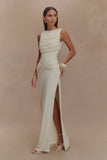Henley Slinky Drape Maxi Dress Ivory