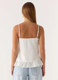 Lucie Mae Linen Top White