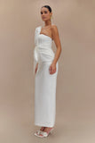 Cyrill Strapless Satin Structured Maxi Dress White
