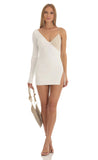 Asymmetrical Crepe Dress in White