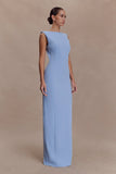 Galilea Crepe Draped Maxi Dress Cornflower Blue