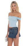 Embellished Off Shoulder Top in Light Blue