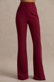 Carina Burgundy Flared Leg Tailored Trousers