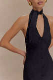Simona Halter Neck Midi Dress Black