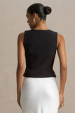 Priscilla Black Plunge Neck Tailored Waistcoat