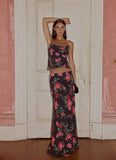 Star Girl Chiffon Maxi Skirt Midnight Bloom