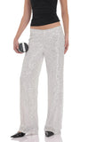 Straight Sequin Pants in Silver