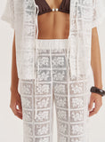 White Crochet Lace Trouser