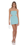 Crepe Corset Cutout Dress in Blue