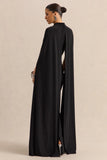 Dianelle Black High Neck Maxi Dress With Cape Sleeves