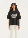 Black Embroidered Shell Oversized T Shirt