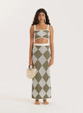 Green Crochet Knit Maxi Skirt