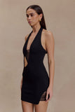 Aubree Crepe And Mesh Mini Dress Black