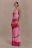 Roisin Slinky Maxi Dress Pink Sunset Print