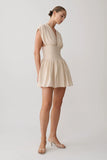 Arabella Cinched Waist Linen Mini Dress Natural