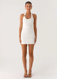 Gloves Up Halter Mini Dress White