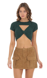 Knit Cutout Top in Green