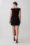 Runa Off Shoulder Mini Dress With Waist Tie Black