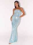 Lyric Sequin Maxi Dress Turquoise