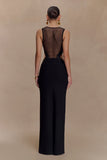 Angelique Beaded Crepe Maxi Dress Black