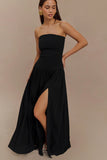 Maureen Cotton Shirring Maxi Dress Black