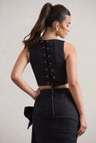 Think Again Navy Pinstripe Structured Corset Top