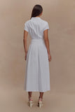 Aysha Buttoned Linen Midi Dress White