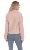 Sherpa Collar Suede Jacket in Pink