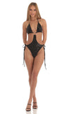 Sequin O Ring Monokini in Black