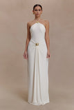 Quincy Halter Maxi Dress With Hardware Ivory