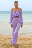 Fantini Lilac Broidery Wide Leg Trousers