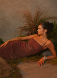 Bayla Beaded Flower Maxi Dress Chocolate