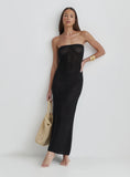 Black Knitted Bandeau Maxi Beach Dress