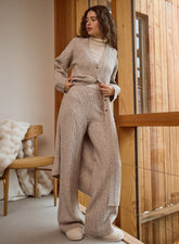 Taupe Cable Knitted Trousers