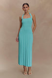 Jacqui Halter Knit Midi Dress Cyan Blue