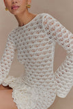 Aileen Ruffle Crochet Mini Dress Ivory