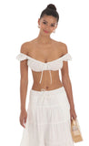 Off Shoulder Crop Top in White