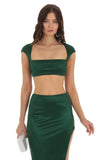 Satin Two Piece Set in Green