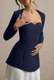 Lysette Navy Sweetheart Long Sleeve Stretch Mini Dress