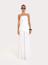 White Bandeau Asymmentric Detail Maxi Dress