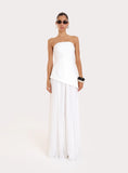 White Bandeau Asymmentric Detail Maxi Dress