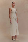 Sawyer Sleeveless Buttoned Maxi Dress Ivory