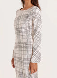 White Check Scoop Back Maxi Dress