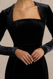 Irresistible Black Velvet Square Neck Mini Dress