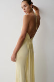 Maely Gathered Slinky Maxi Dress Lemon