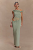 Callen One Shoulder Slinky Maxi Dress Sage