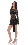 Sheer Lace Cutout Cress in Black