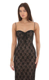 Lace Bodycon Maxi Dress in Black