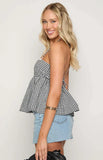 Aspen Black Gingham Halter Top